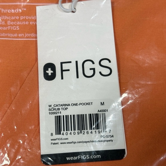 NWT FIGS Catarina One-Pocket Stretch V-Neck Orange Medical Scrub Top Medium - Picture 3 of 4
